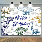 Lofaris Dinosaur Stick Figure Birthday Backdrop For Boy